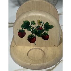 Kamenstein Strawberry Salt Pepper Shaker Napkin Holder Wood Decor Vintage